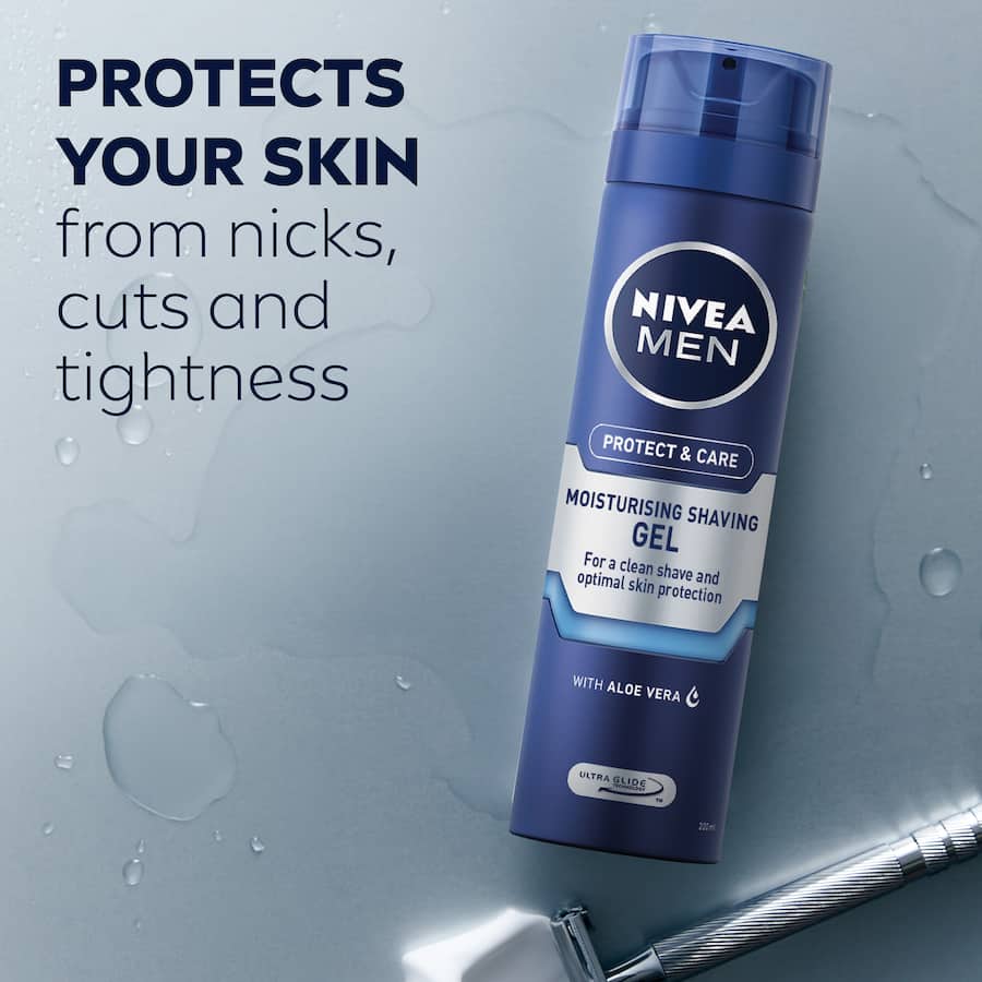 Nivea Men Moisturising Shaving Gel with Aloe Vera for smooth, comfortable shaves; hydrates and protects skin from irritation.
