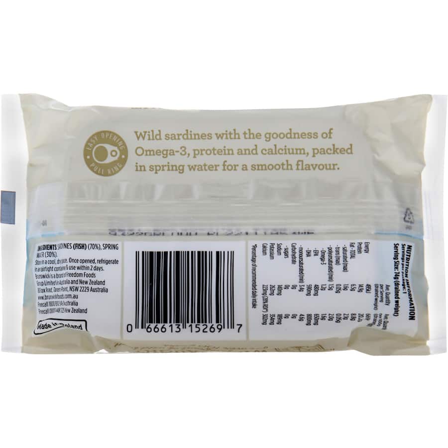 Brunswick Sardines In Water No Salt Tear tab can 106g