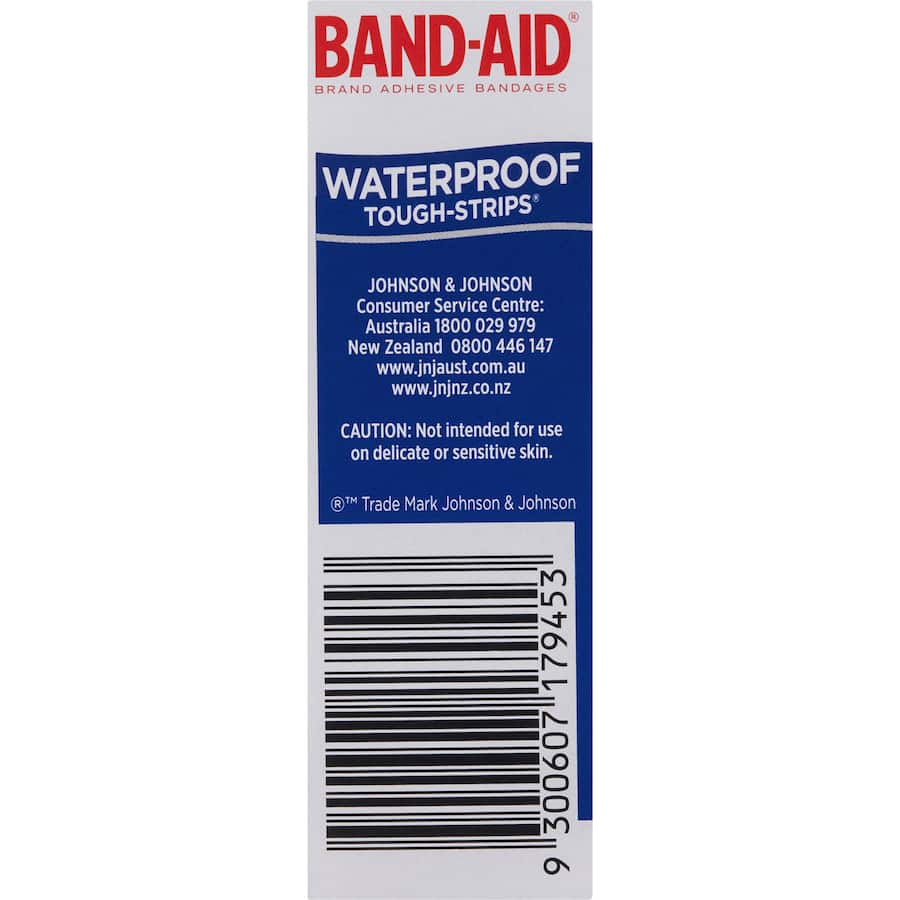 Waterproof Band Aid Tough Strips with Quilt-Aid Technology for effective wound protection and comfort during active use.