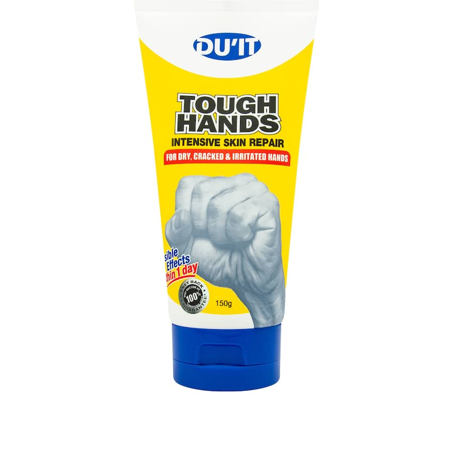 Duit Tough Hands Hand Cream: intense repair for dry, cracked hands with visible results, non-greasy, safe for sensitive skin.