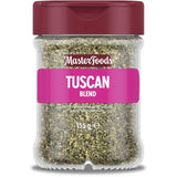 Masterfoods Tuscan Seasoning features a savory blend of garlic, pepper, and rosemary for authentic Tuscan flavor.