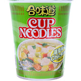 Nissin Instant Noodles Cup Chicken, quick and savory chicken-flavored noodles, just add boiling water for a tasty snack.