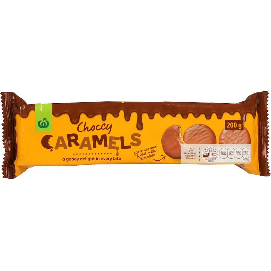 Delicious chocolate biscuits topped with caramel toffee, made without artificial colors or flavors for a guilt-free treat.