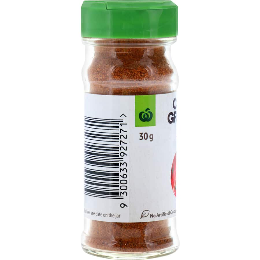 Ground chilli powder from Woolworths, ideal for adding heat to dishes without artificial additives.