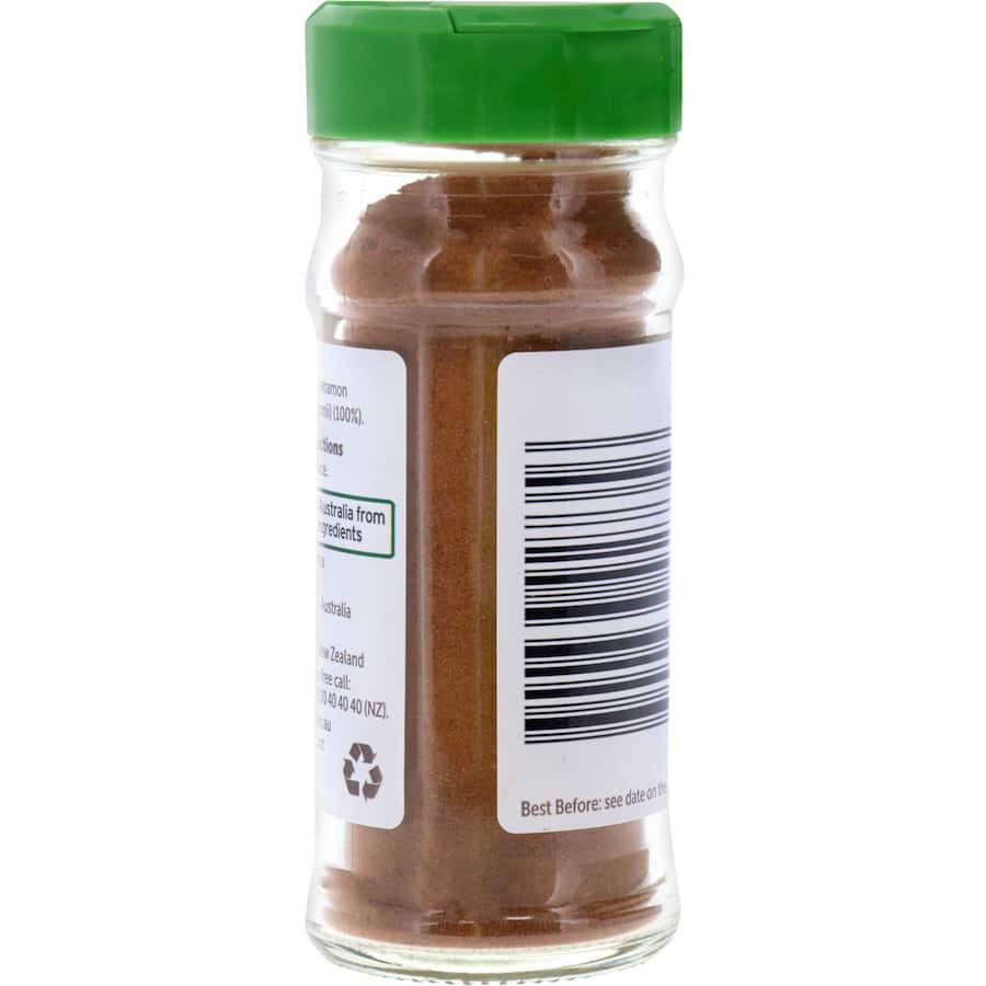 Woolworths Cinnamon Ground in a 32g pack, ideal for baking and adding a natural spice kick to drinks and dishes.