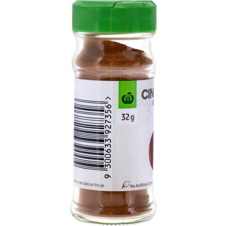 Ground cinnamon in a 32g container, ideal for baking and cooking with no artificial additives.