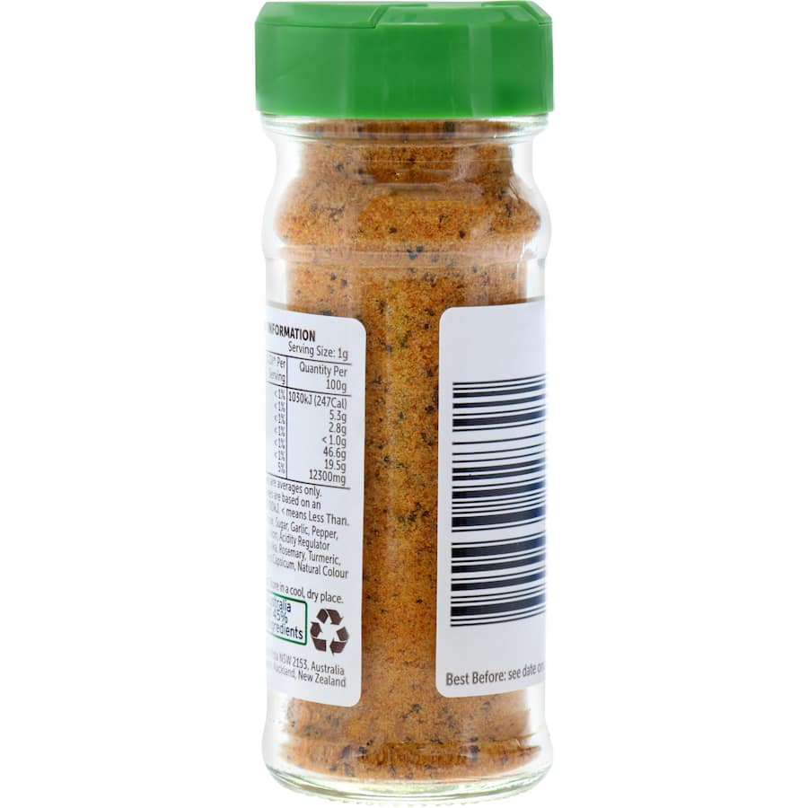 Woolworths Moroccan Seasoning jar, 52g, featuring authentic North African spices for flavorful dishes like couscous and tagines.