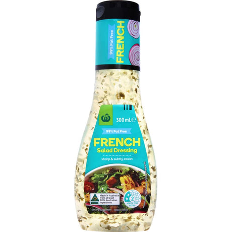 Woolworths French Dressing Fat Free - Enjoy a flavorful, 99% fat-free salad dressing made with local ingredients, perfect for healthy eating.