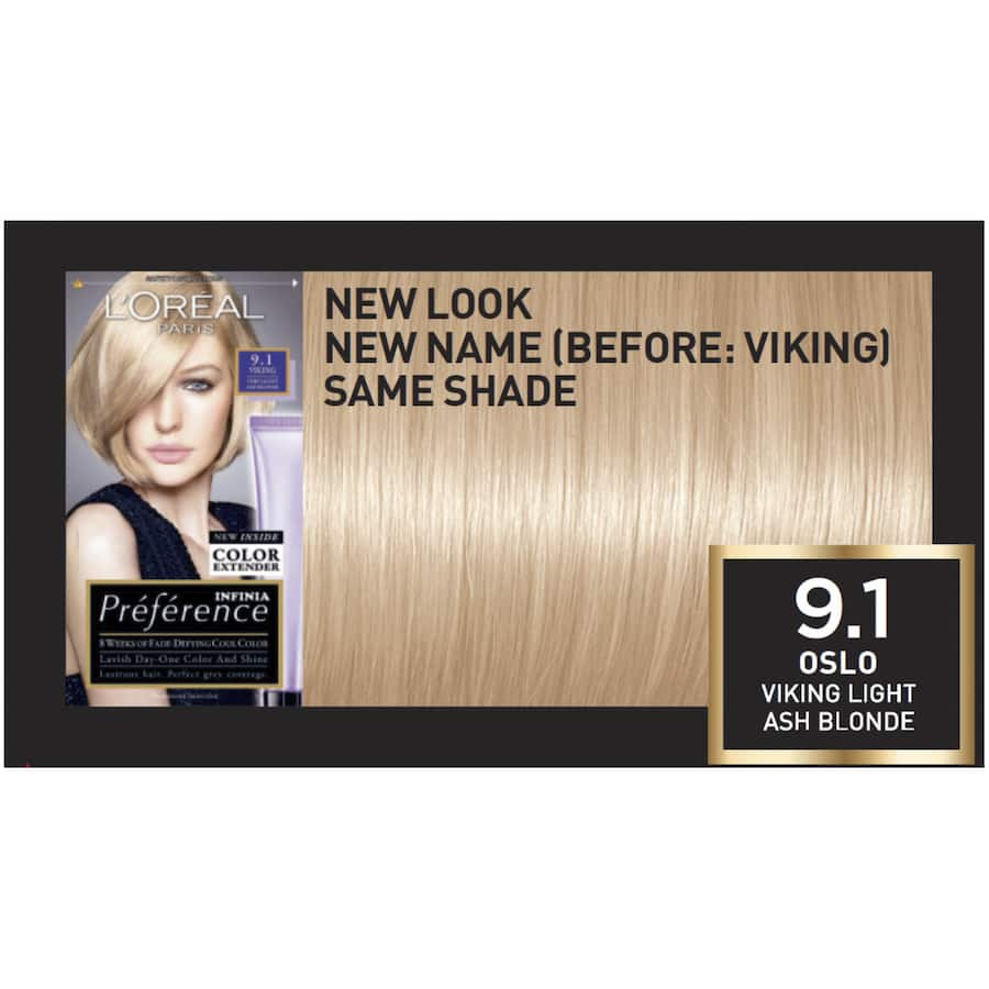 L'Oreal Paris Preference Viking 9/1 hair colour offers vibrant, long-lasting blonde tones with high shine and excellent grey coverage.