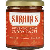 A jar of Sobhna's Mild Curry Paste, ideal for creating flavorful Indian dishes like butter chicken and vegetable korma.