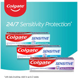Colgate Sensitive Toothpaste Teeth Whitening for sensitive teeth, offers pain relief, gentle whitening, and plaque protection.