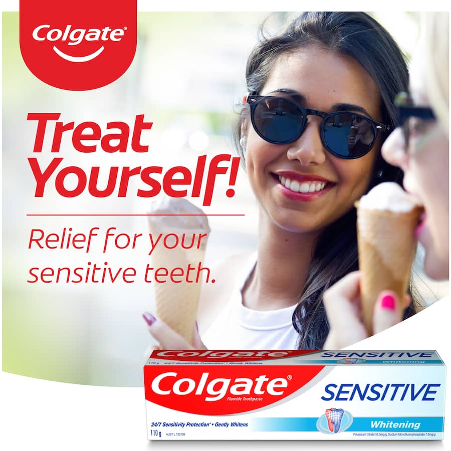 Colgate Sensitive Toothpaste Teeth Whitening, designed for gentle relief and stain removal while strengthening sensitive teeth.