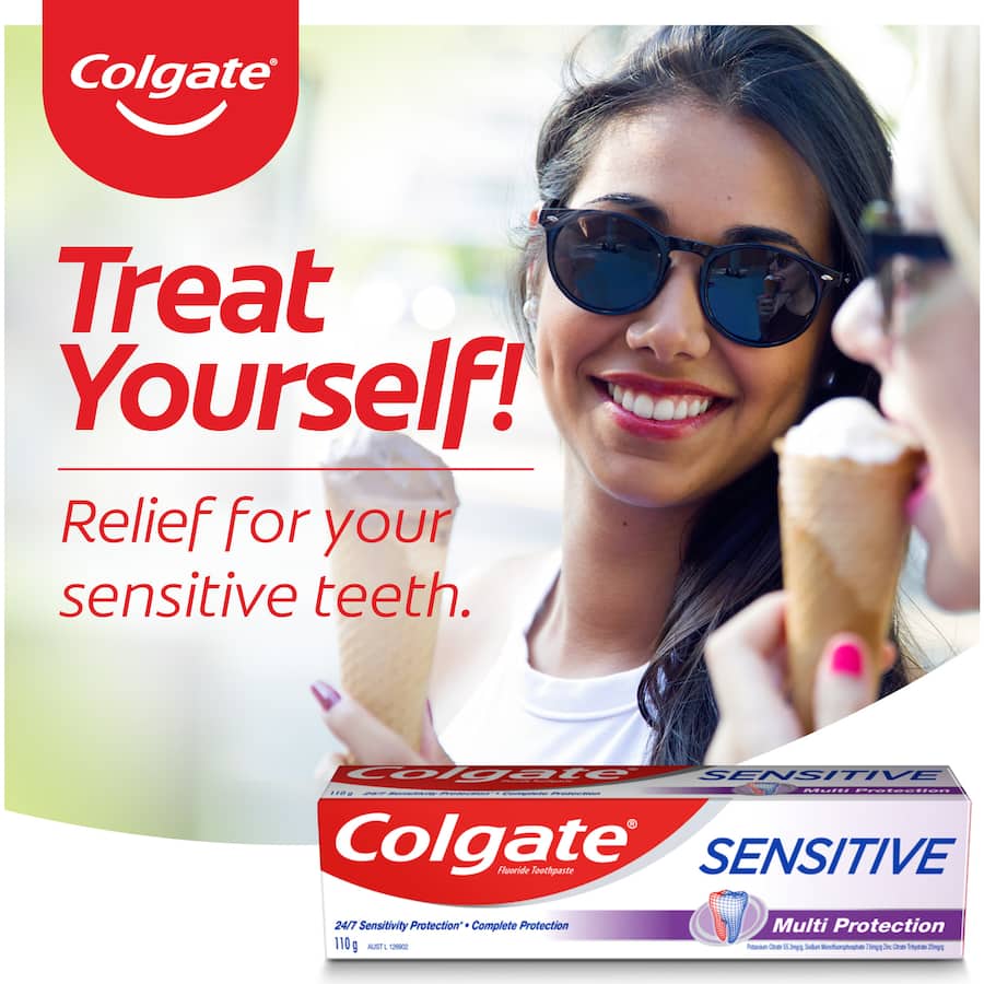 Colgate Sensitive Toothpaste Multi Protection offers relief for sensitive teeth while protecting against cavities and enhancing gum health.
