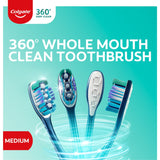 Colgate 360 Whole Mouth Clean Toothbrush value pack with medium bristles for comprehensive oral hygiene and eco-friendly design.