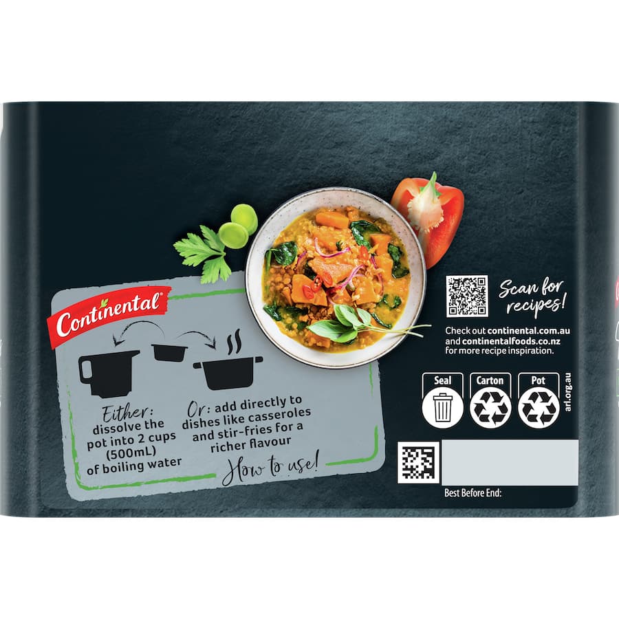 Continental Vegetable Stock Pot Concentrate packed in 8 convenient 28g portions, made from real vegetables for rich flavor.