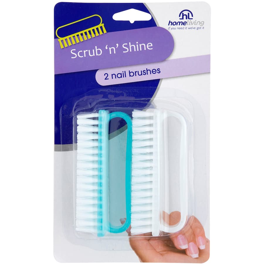 Homeliving Nail Brush set of 2, ergonomic grip, effective nail cleaning, available in vibrant colors for stylish hygiene.
