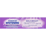 Colgate Advanced Whitening Toothpaste Purple tube, featuring color-correcting technology for brighter smiles and fresh breath.