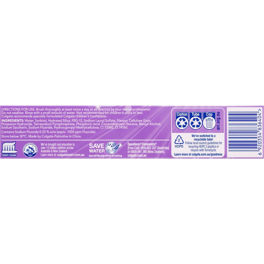 Colgate Advanced Whitening Toothpaste Purple features color-correcting technology for brighter, whiter teeth in just 7 days.
