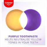 Colgate Advanced Whitening Toothpaste Purple offers color-correcting technology for a brighter, healthier smile in 7 days.