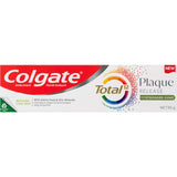 Colgate Total Plaque Release Toothpaste in Reviving Cool Mint, designed for stronger gums and fresher breath in a recyclable tube.