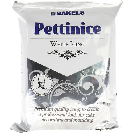 Bakel Pettinice Icing White, a premium rolled fondant ideal for cake decorating, easy to mold and perfect for all occasions.