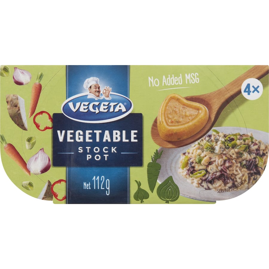 Vegeta Vegetable Stock Pot Concentrate pack of 4, rich in flavor, gluten-free, ideal for soups, stews, and sauces.