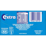 Wrigley's Extra Peppermint Gum envelop featuring 14 sugar-free pieces promoting oral health and fresh breath.