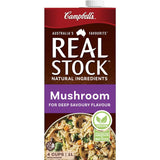 Campbell's Real Stock Mushroom Stock Liquid: rich, savory gluten-free stock for soups, sauces, and vegan dishes.