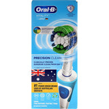 Oral B Vitality Electric Toothbrush with Precision Clean head for effective plaque removal and gentle care for sensitive gums.