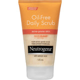 Neutrogena Oil-Free Facial Scrub for acne-prone skin, featuring salicylic acid for deep cleansing and breakouts prevention.