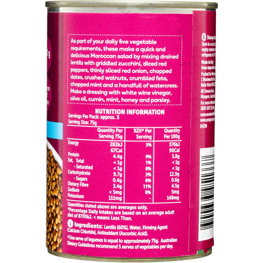 Woolworths Lentils No Added Salt, 420g - nutritious, versatile, plant-based lentils perfect for healthy meals.