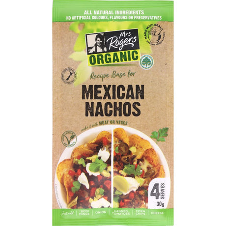 Mrs. Rogers Organic Mexican Nachos base, crafted with natural ingredients for authentic, delicious nachos at home.