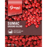 Ground sumac blend in a vibrant container, perfect for adding tangy flavor to a variety of dishes and enhancing Mediterranean cuisine.