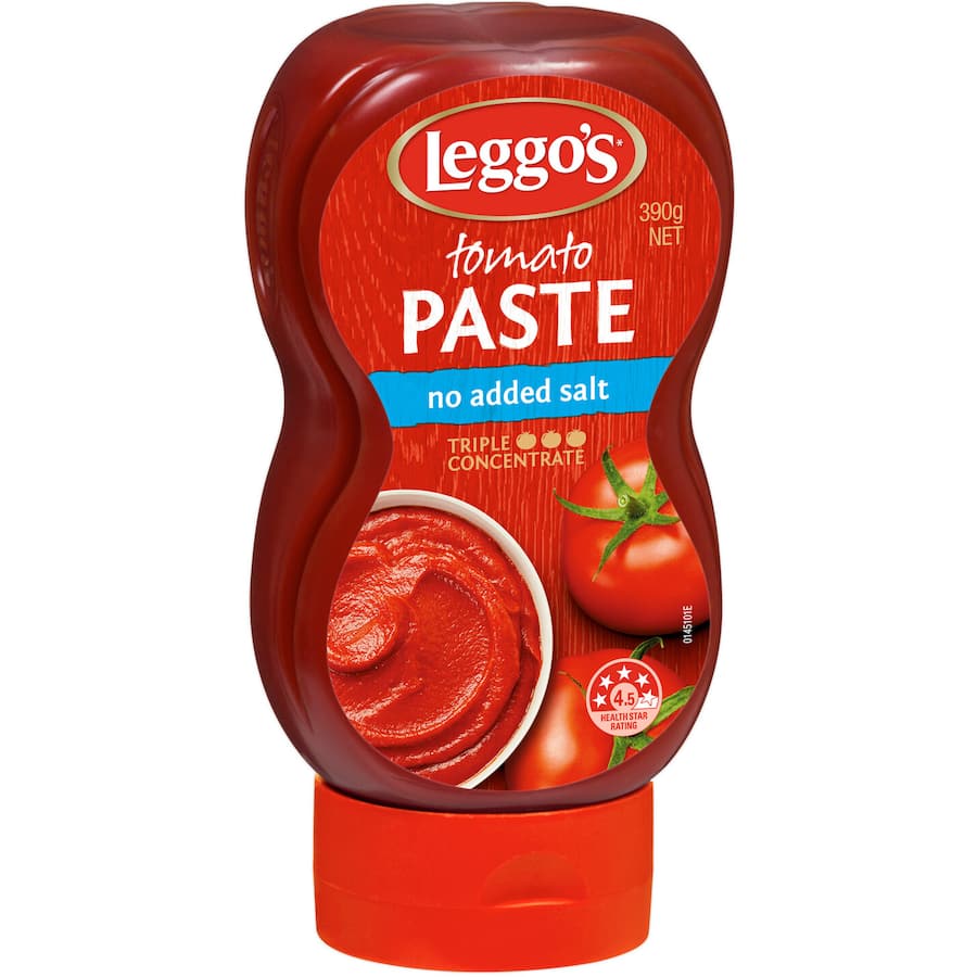 Leggo's Tomato Paste Tomato Squeeze: 100% triple concentrated, no added salt, enhances dishes with rich tomato flavor.