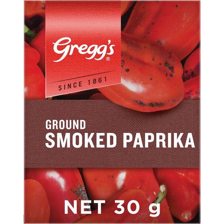 Gregg's Paprika Smoked Ground in a resealable pouch, adding rich smokiness and vibrant color to gourmet dishes.