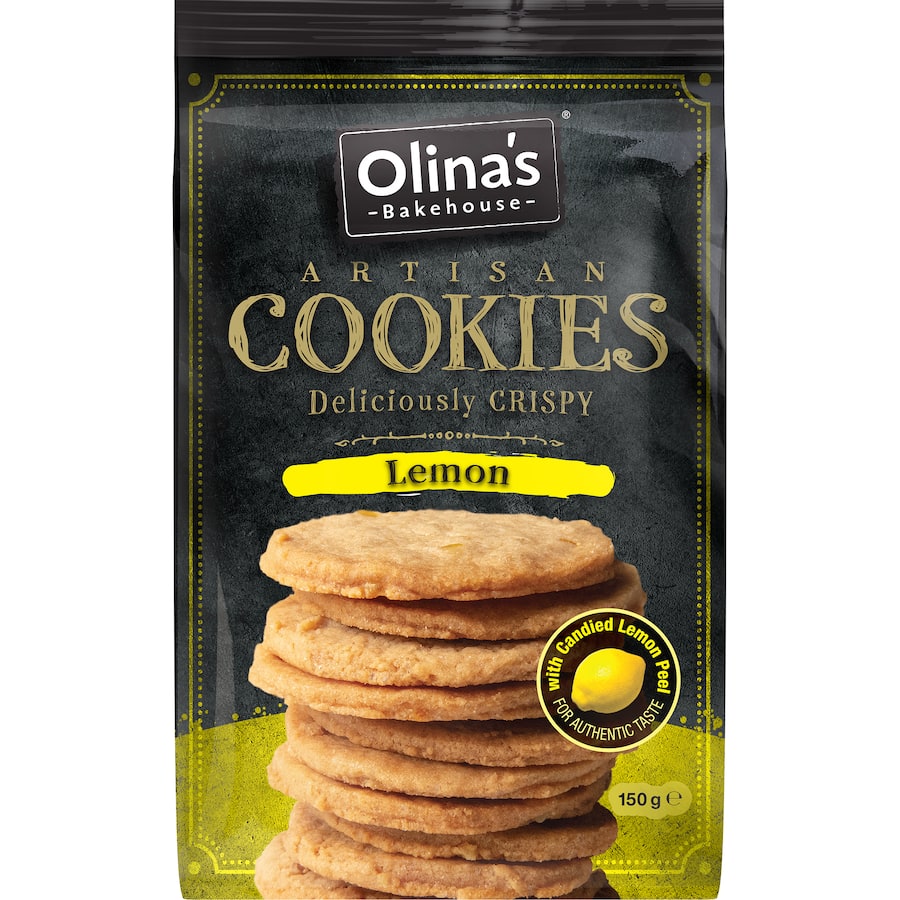 Artisan Lemon Cookies from Olina's Bakehouse, featuring zesty lemon flavor in a buttery, melt-in-your-mouth texture.