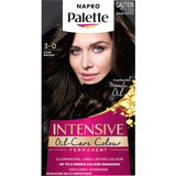 Napro Palette Hair Colour Dark Brown 3.0 in 140ml offers rich, long-lasting colour and 100% grey coverage for vibrant, glossy hair.