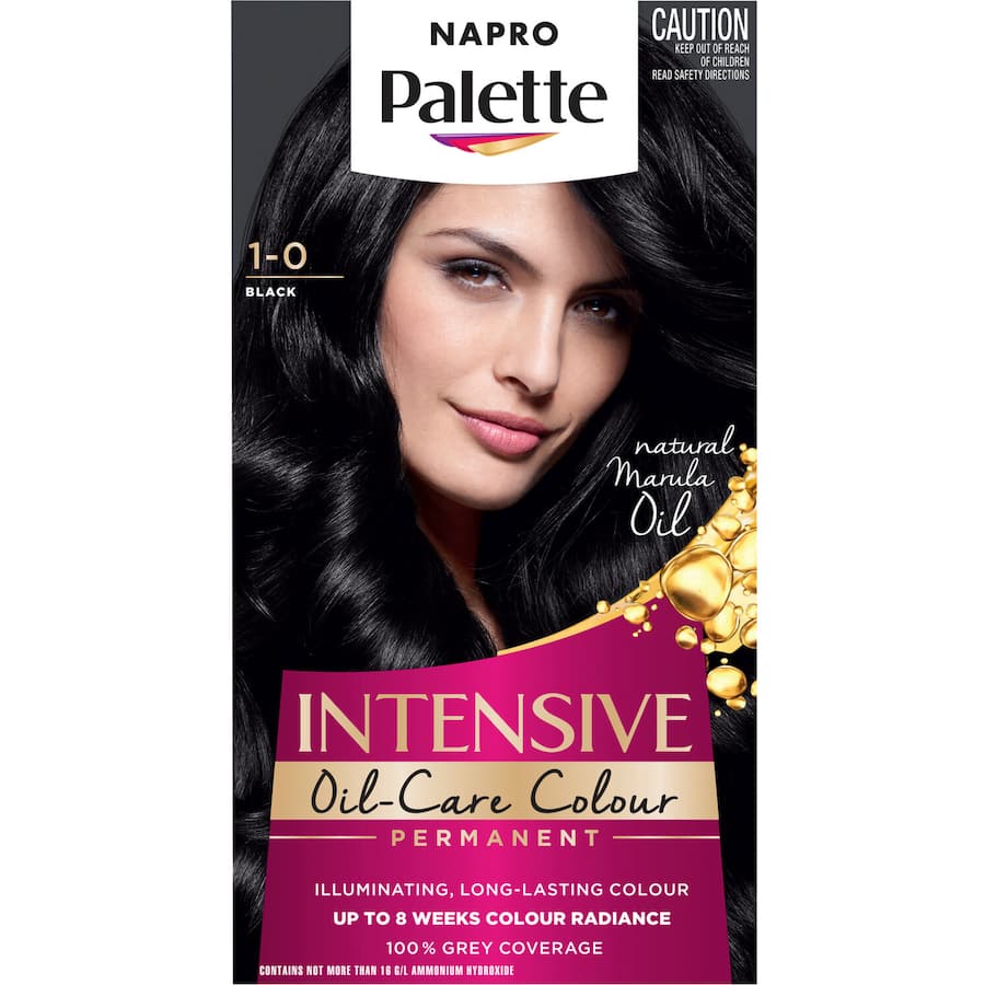 Napro Palette Hair Colour Black 1.0, 140ml - transforms hair with rich color, intense shine, and 100% grey coverage.