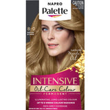 Napro Palette Medium Natural Blonde 8-0 hair color offers radiant shine, grey coverage, and a natural sun-kissed finish.