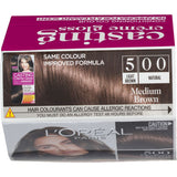 L'Oreal Paris Casting Medium Brown 500 hair colour crème offers glossy, nourished colour for up to 28 shampoos, ideal for grey coverage.