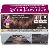 L'Oreal Paris Casting Hair Colour Creme Gloss in Iced Choc 415, providing glossy, ammonia-free color for vibrant results.