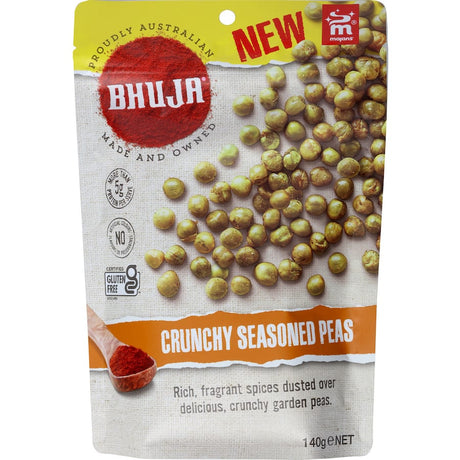 Crunchy seasoned pea crisps with rich spices, perfect for healthy snacking and adding flavor to meals. Gluten-free and vegan.