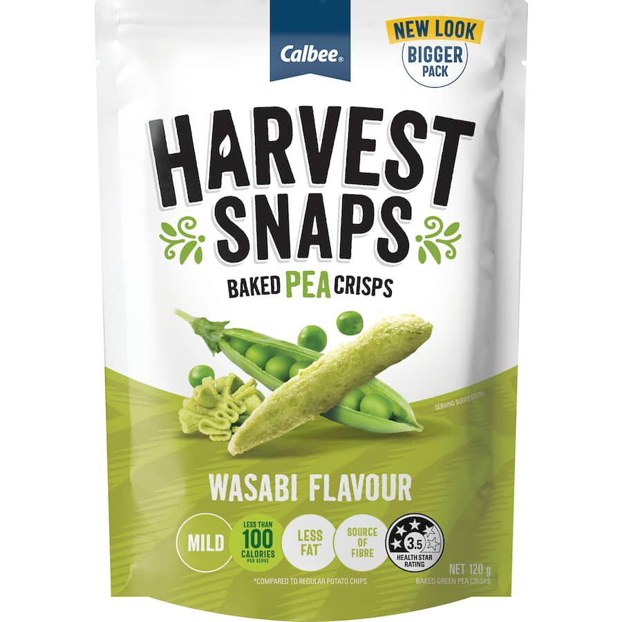 Crunchy wasabi-flavored pea crisps, gluten-free, packed with plant-based protein for a bold, healthy snack.