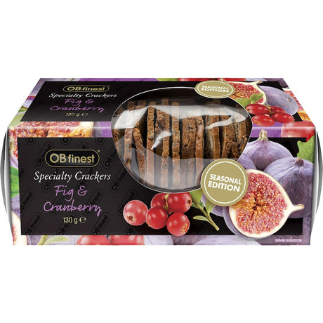 Seasonal edition crackers with fig and cranberry, perfect for festive gatherings and gourmet cheese pairings.