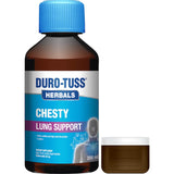 Duro-tuss Herbals Chesty Lung Support syrup in Blackberry & Vanilla, promotes respiratory health and soothes chest congestion.