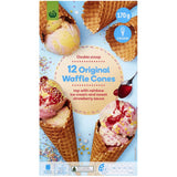 Woolworths plain waffle ice cream cones, sweet and crunchy, perfect for filling with your favorite ice cream flavors.