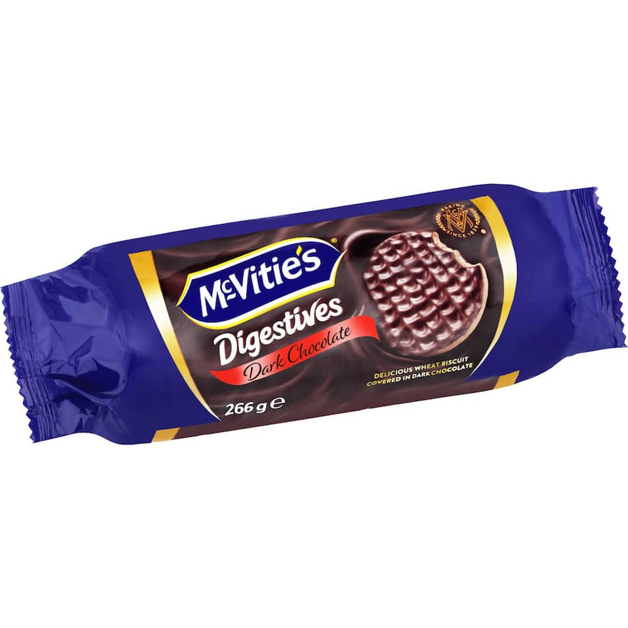 McVitie's Digestives topped with rich dark chocolate, offering a crunchy and indulgent snack perfect for any time.