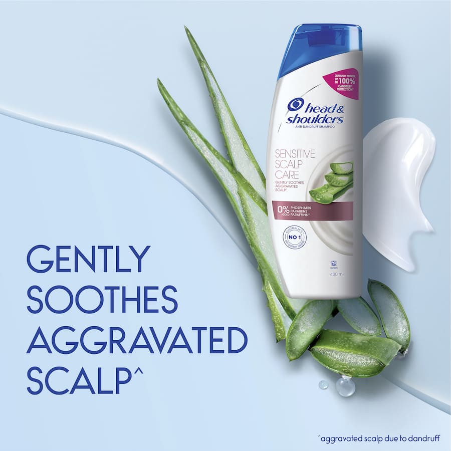 Head & Shoulders 2 In 1 Shampoo & Conditioner, soothing aloe formula for dandruff-free, hydrated, and healthy hair.