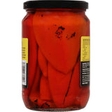 Golden Sun Red Roasted Peppers in oil, gluten-free, perfect for salads, dips, stuffed peppers, and flavorful dishes.