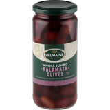 Large, dark purple Kalamata olives with firm texture, perfect for antipasto platters and Mediterranean culinary creations.